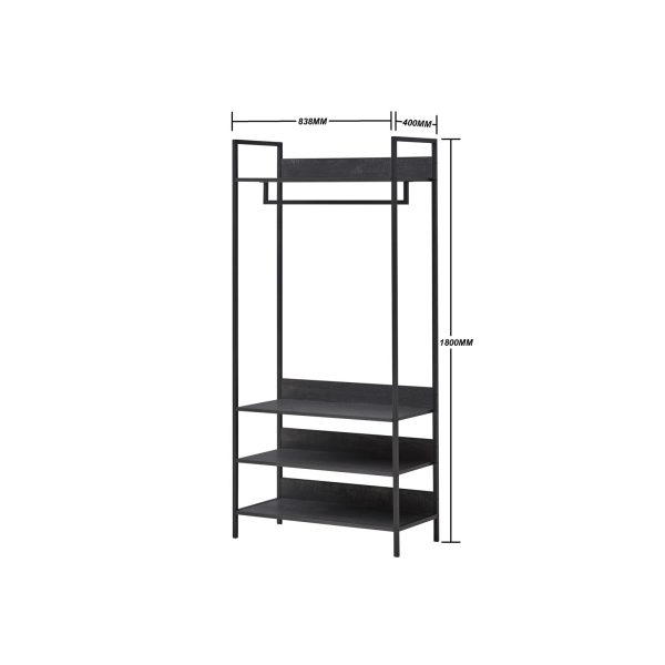 Zahra Open Wardrobe with 4 Shelves Black - Image 6