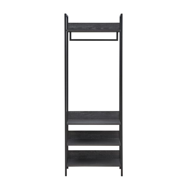 Zahra Open Wardrobe with 4 Shelves in Black - Image 3