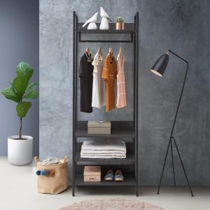 Zahra Open Wardrobe with 4 Shelves in Black