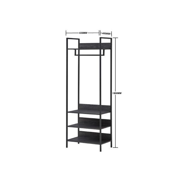 Zahra Open Wardrobe with 4 Shelves in Black - Image 4