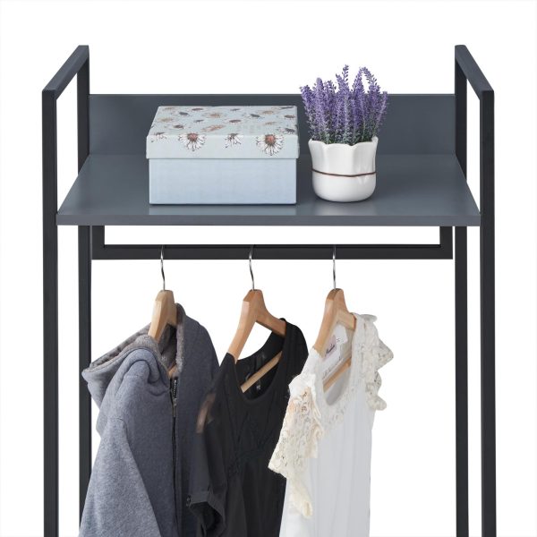 Zahra Open Wardrobe with 2 Drawers in Dark Grey - Image 3