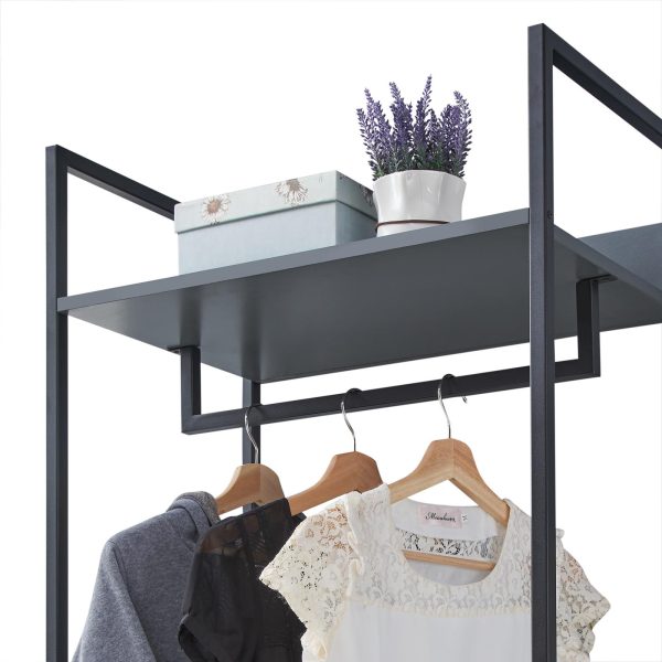 Zahra Open Wardrobe with 2 Drawers in Dark Grey - Image 4