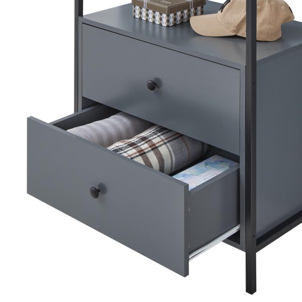 Zahra Open Wardrobe with 2 Drawers in Dark Grey - Image 5