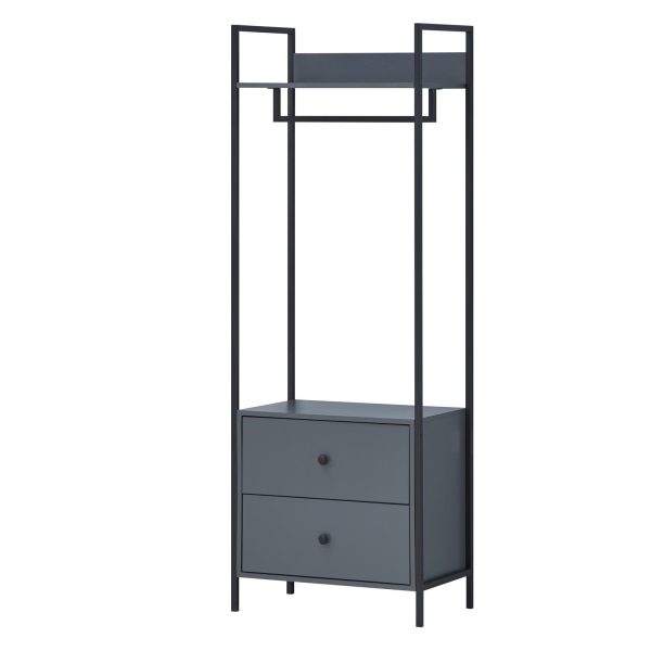 Zahra Open Wardrobe with 2 Drawers in Dark Grey - Image 7