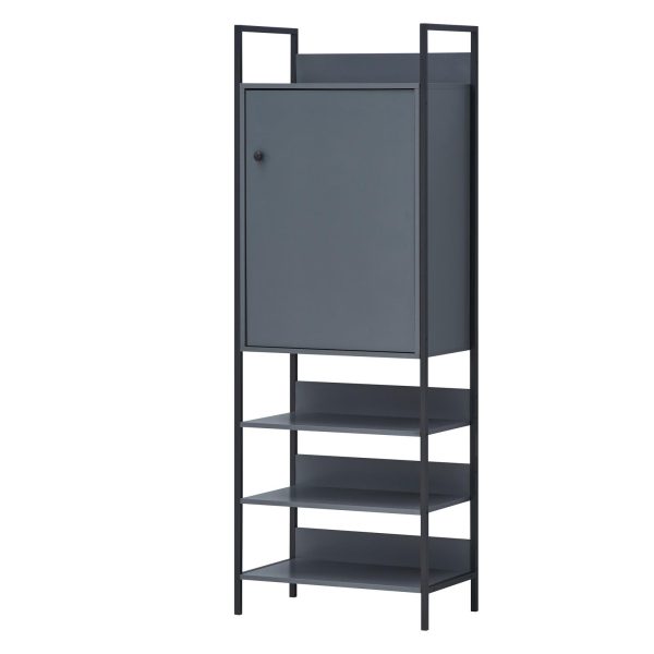 Zahra Storage Cabinet with 1 Door 3 Shelves in Dark Grey - Image 2