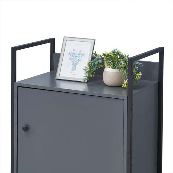 Zahra Storage Cabinet with 1 Door 3 Shelves in Dark Grey - Image 3