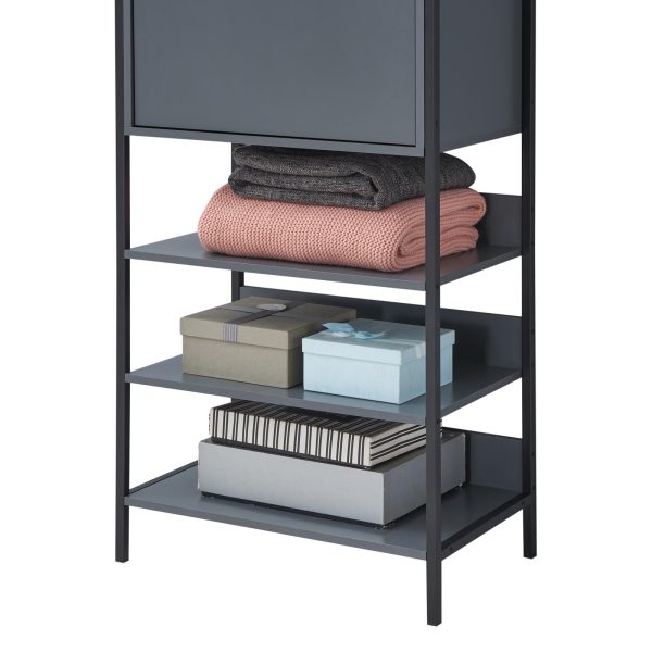 Zahra Storage Cabinet with 1 Door 3 Shelves in Dark Grey - Image 5