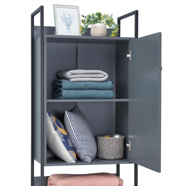 Zahra Storage Cabinet with 1 Door 3 Shelves in Dark Grey - Image 6