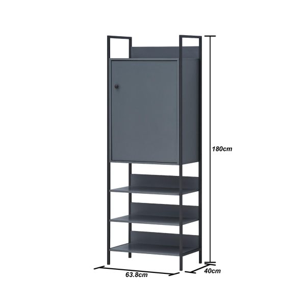 Zahra Storage Cabinet with 1 Door 3 Shelves in Dark Grey - Image 8