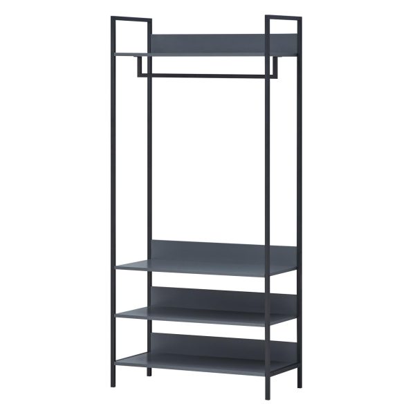 Zahra Open Wardrobe with 4 Shelves Dark Grey - Image 2