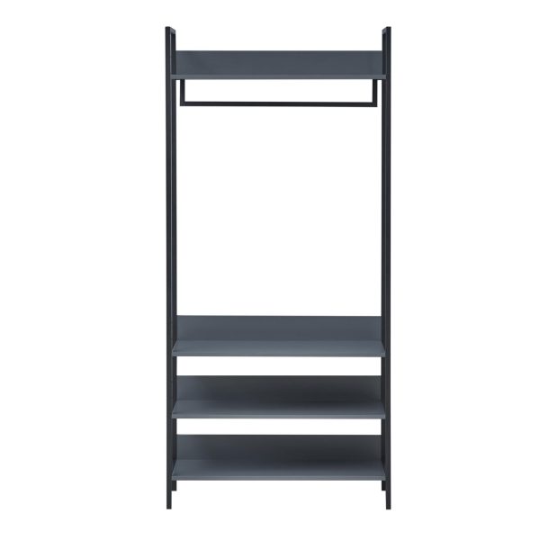 Zahra Open Wardrobe with 4 Shelves Dark Grey - Image 3