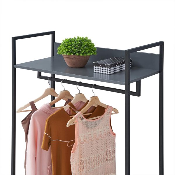 Zahra Open Wardrobe with 4 Shelves Dark Grey - Image 4