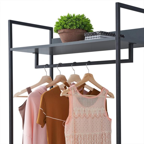 Zahra Open Wardrobe with 4 Shelves Dark Grey - Image 5