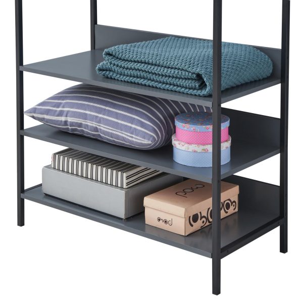 Zahra Open Wardrobe with 4 Shelves Dark Grey - Image 6