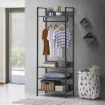 Zahra Open Wardrobe with 4 Shelves in Dark Grey