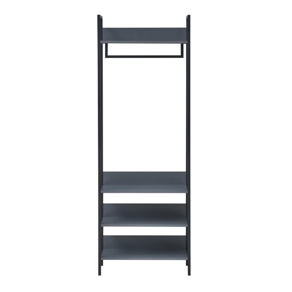 Zahra Open Wardrobe with 4 Shelves in Dark Grey - Image 2