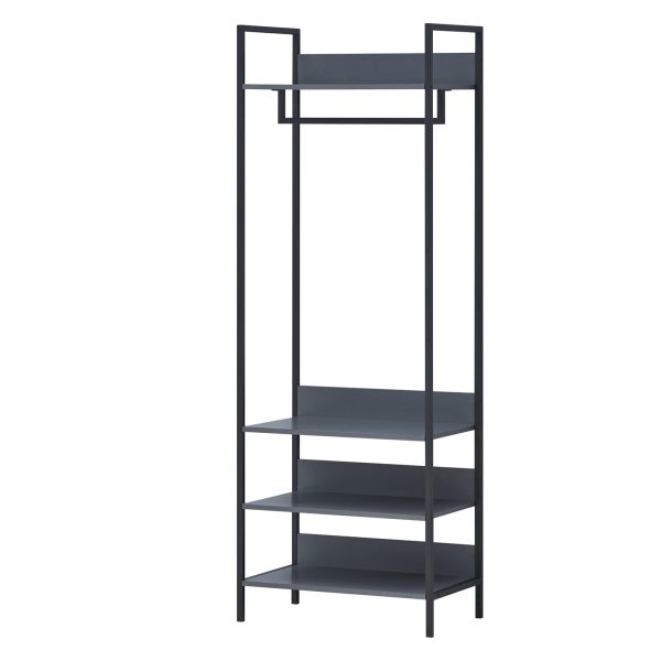 Zahra Open Wardrobe with 4 Shelves in Dark Grey - Image 3