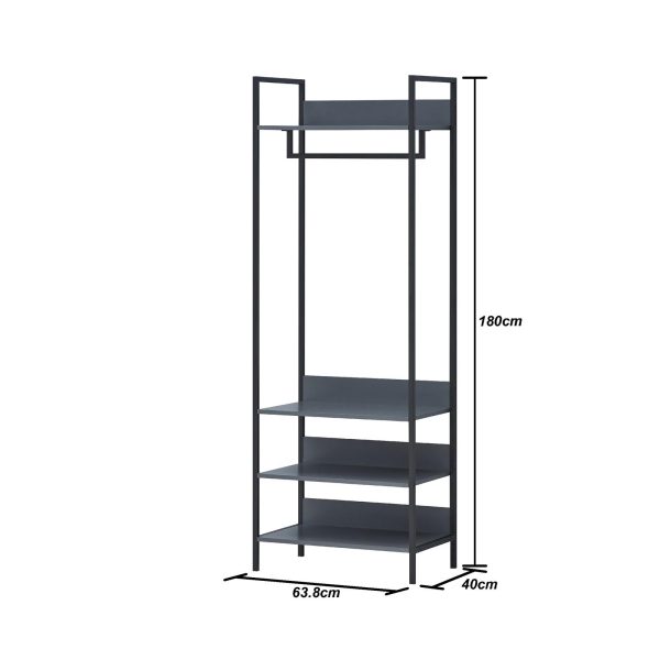 Zahra Open Wardrobe with 4 Shelves in Dark Grey - Image 8