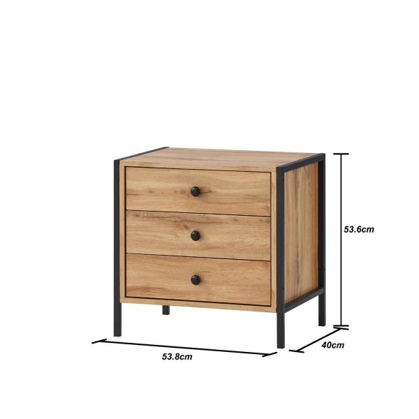 Zahra Nightstand with 3 Drawers in Wotan Oak - Image 8