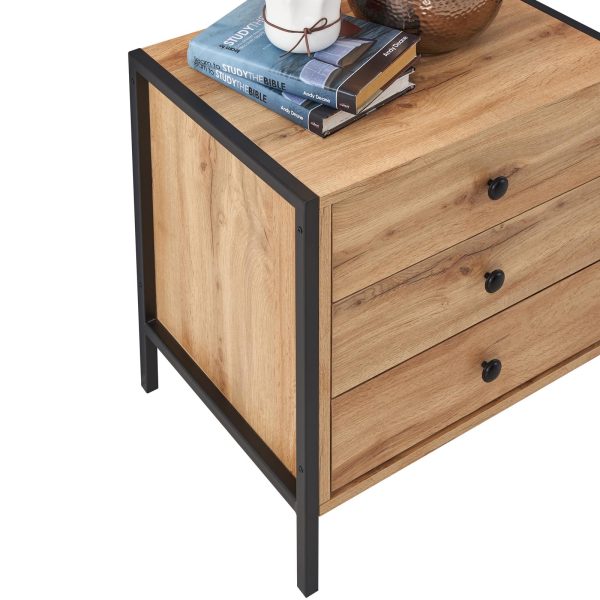 Zahra Nightstand with 3 Drawers in Wotan Oak - Image 2