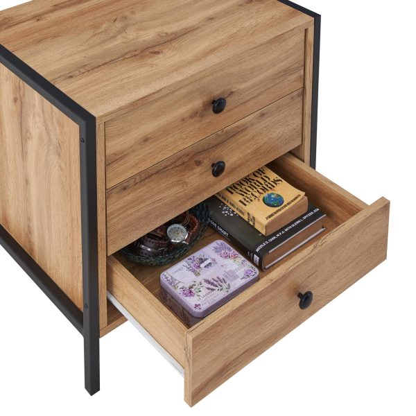 Zahra Nightstand with 3 Drawers in Wotan Oak - Image 3