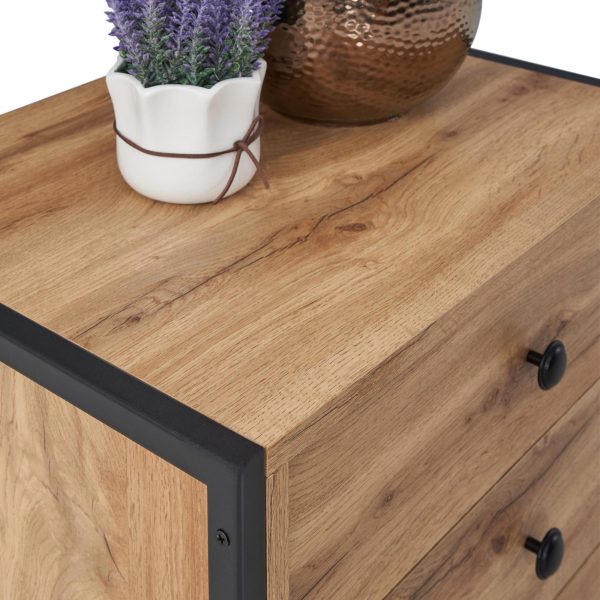 Zahra Nightstand with 3 Drawers in Wotan Oak - Image 4