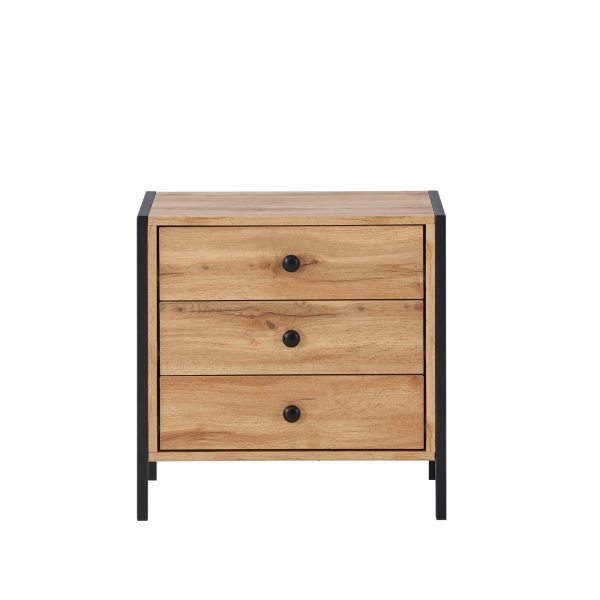 Zahra Nightstand with 3 Drawers in Wotan Oak - Image 6