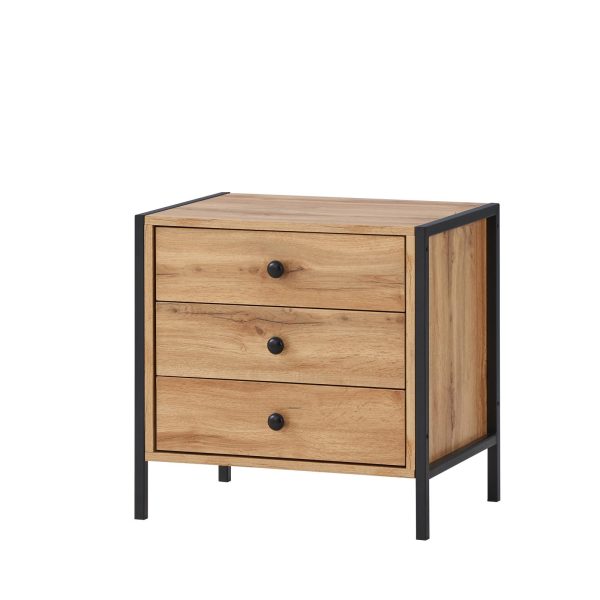 Zahra Nightstand with 3 Drawers in Wotan Oak - Image 7