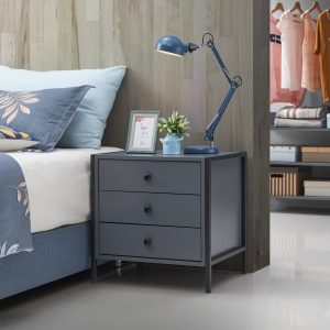 Zahra Nightstand with 3 Drawers in Dark Grey