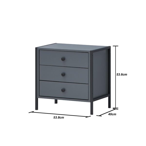 Zahra Nightstand with 3 Drawers in Dark Grey - Image 9