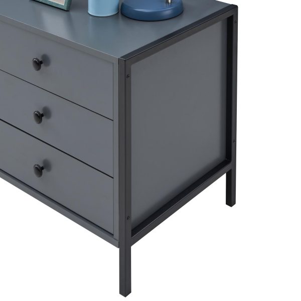 Zahra Nightstand with 3 Drawers in Dark Grey - Image 2