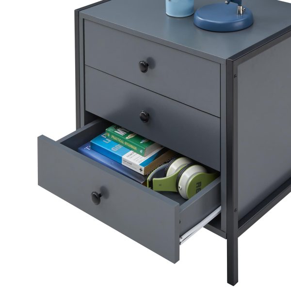 Zahra Nightstand with 3 Drawers in Dark Grey - Image 3