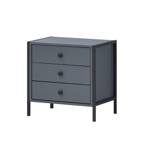 Zahra Nightstand with 3 Drawers in Dark Grey - Image 6