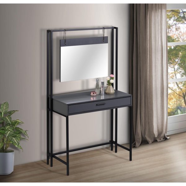 Zahra Dressing table with mirror in Dark Grey