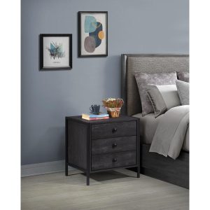 Zahra Nightstand with 3 Drawers in Black