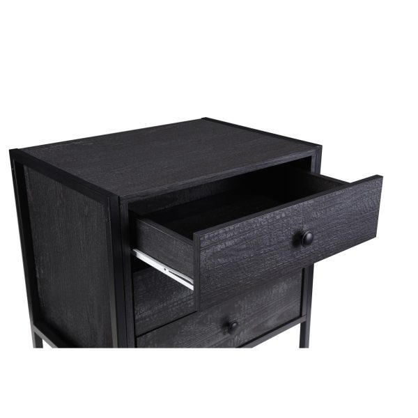 Zahra Nightstand with 3 Drawers in Black - Image 4