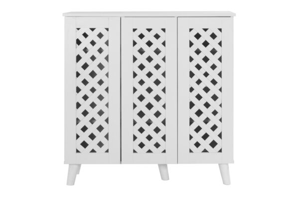 Essentials 3 Door Shoe Cabinet in White - Image 3