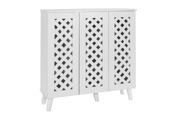 Essentials 3 Door Shoe Cabinet in White - Image 2