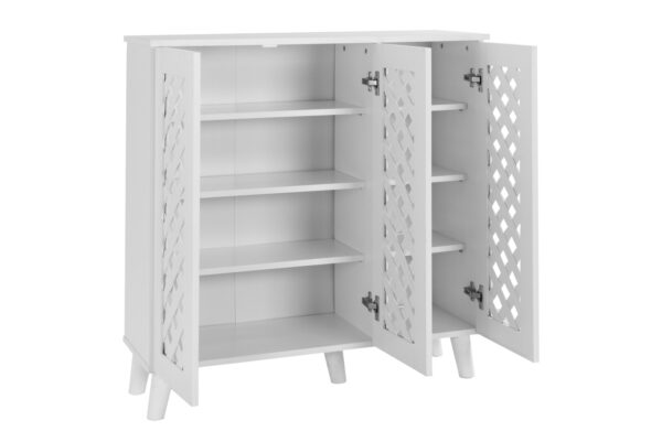 Essentials 3 Door Shoe Cabinet in White - Image 4