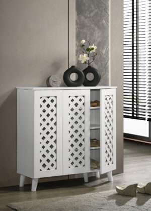 Essentials 3 Door Shoe Cabinet in White