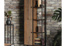 Ooki Tall Funky Bookcase in Reclaimed Wood and Black Steel